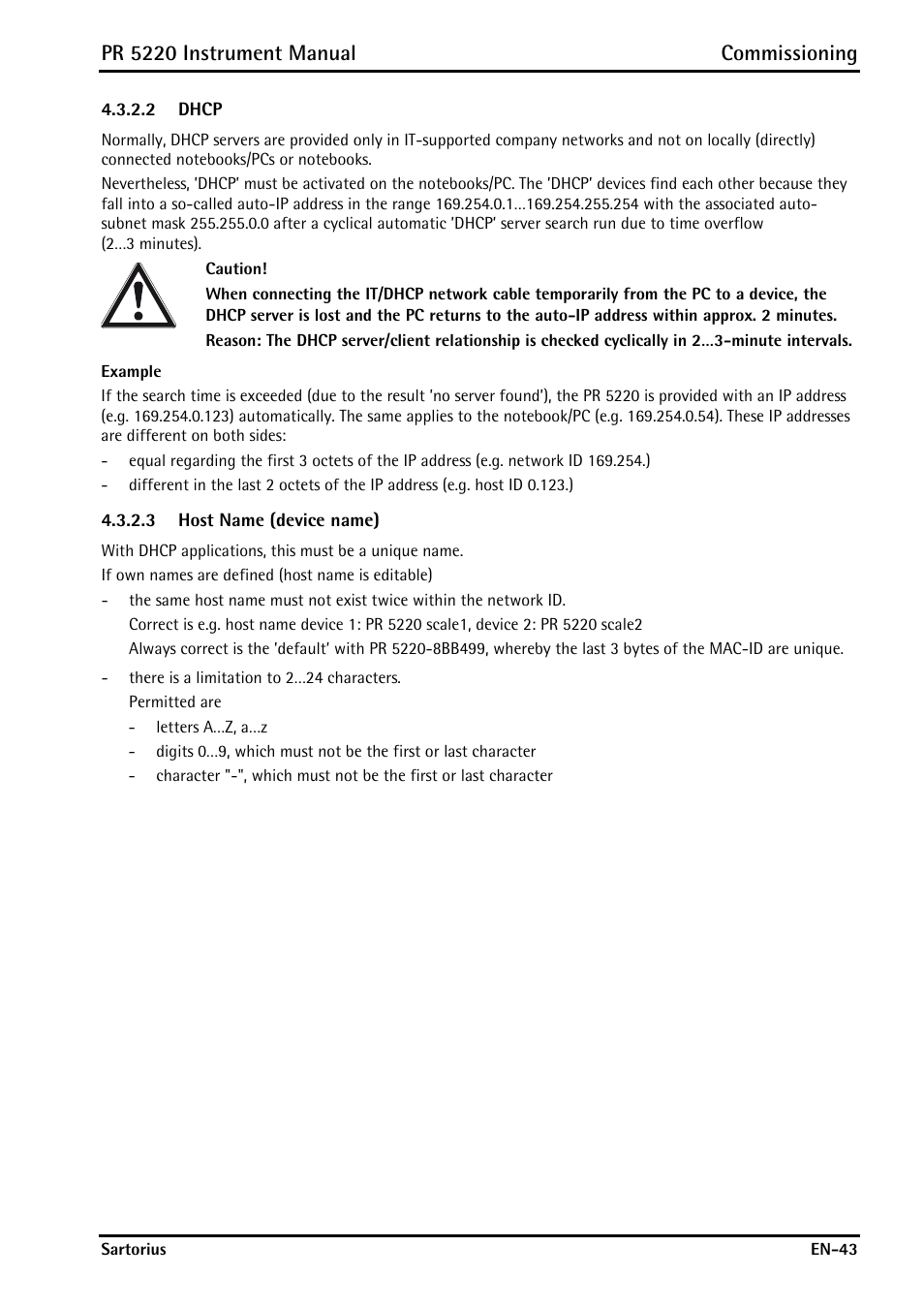 2 dhcp, 3 host name (device name), Pr 5220 instrument manual commissioning | Rice Lake PR5220 Ethernet Transmitter User Manual | Page 43 / 172