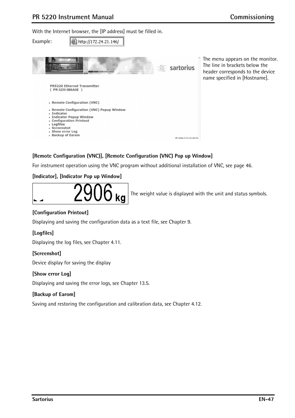 Pr 5220 instrument manual commissioning | Rice Lake PR5220 Ethernet Transmitter User Manual | Page 47 / 172