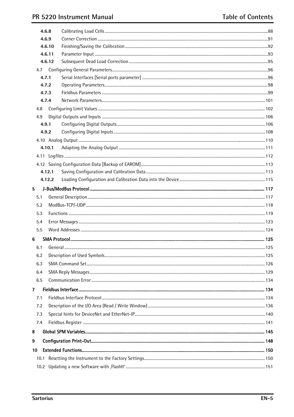 Pr 5220 instrument manual table of contents | Rice Lake PR5220 Ethernet Transmitter User Manual | Page 5 / 172