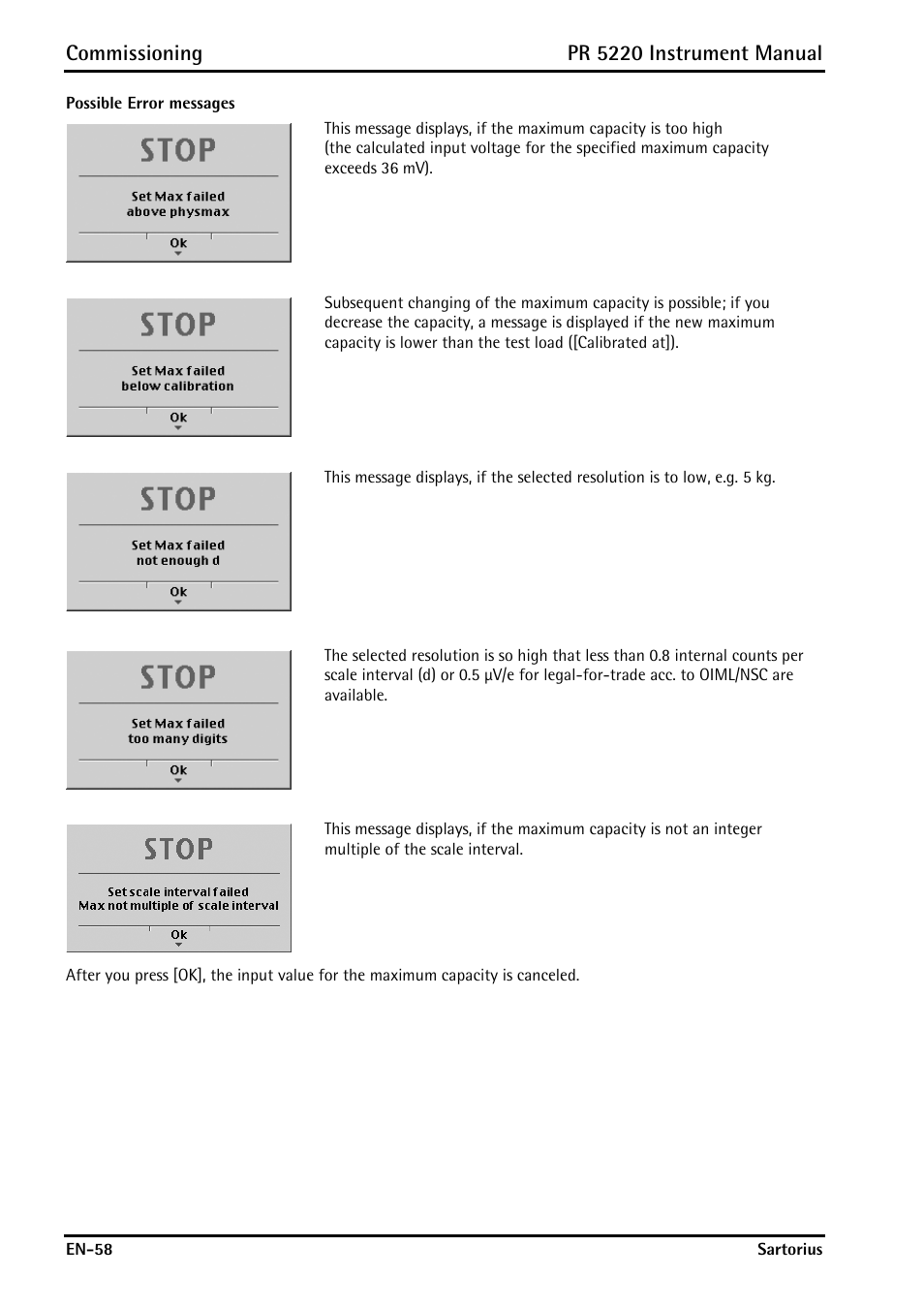 Commissioning, Pr 5220 instrument manual | Rice Lake PR5220 Ethernet Transmitter User Manual | Page 58 / 172