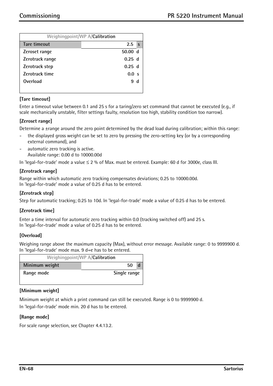 Er 4.4.13.1, Commissioning, Pr 5220 instrument manual | Rice Lake PR5220 Ethernet Transmitter User Manual | Page 68 / 172