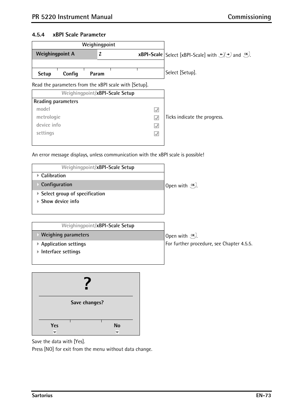 4 xbpi scale parameter, Xbpi scale parameter, Pr 5220 instrument manual commissioning | Rice Lake PR5220 Ethernet Transmitter User Manual | Page 73 / 172