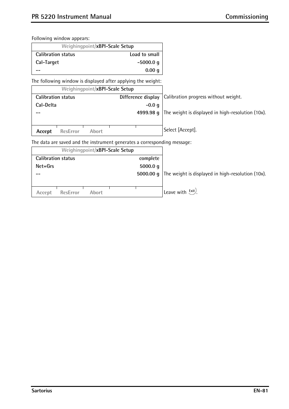 Pr 5220 instrument manual commissioning | Rice Lake PR5220 Ethernet Transmitter User Manual | Page 81 / 172