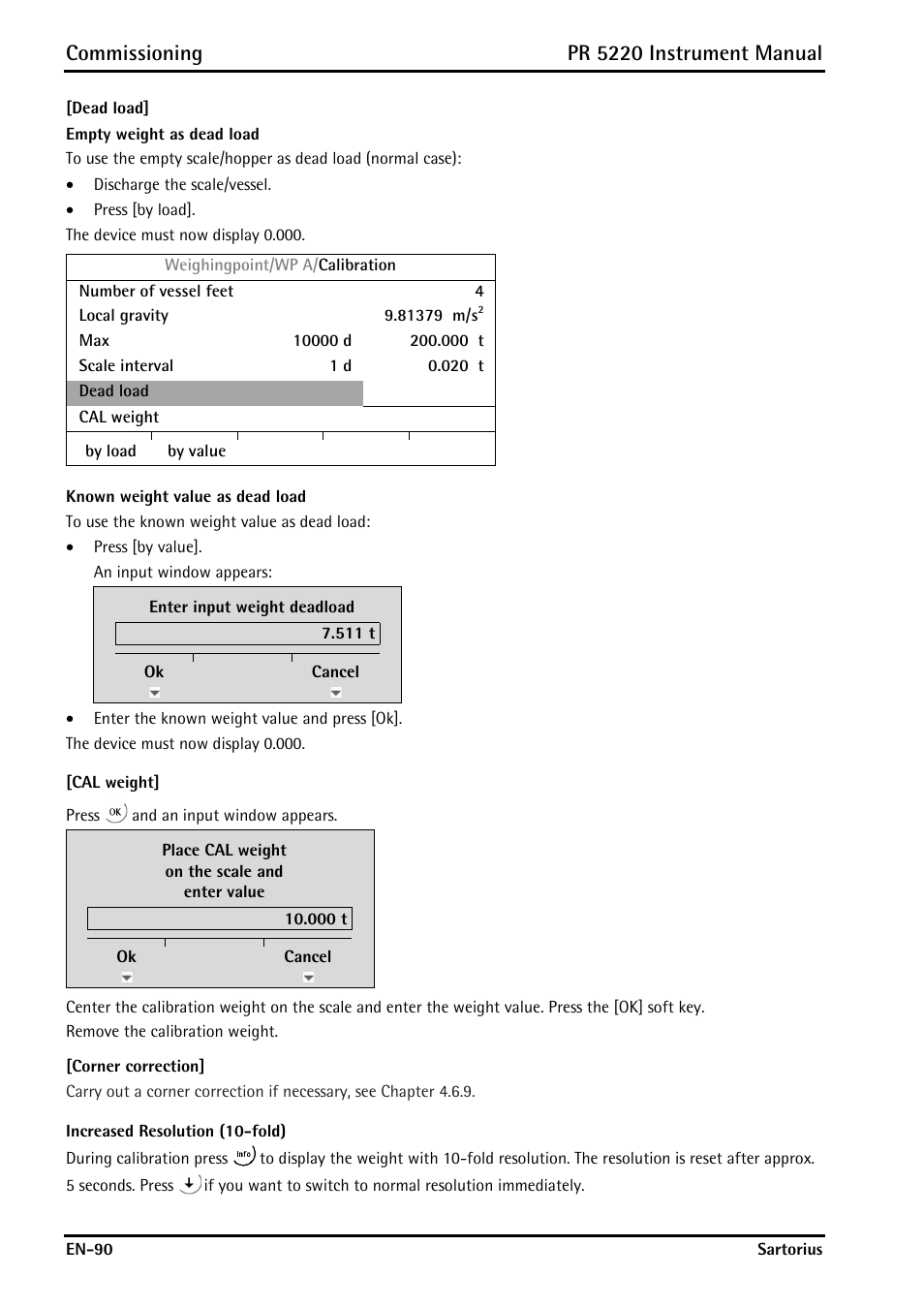 Commissioning, Pr 5220 instrument manual | Rice Lake PR5220 Ethernet Transmitter User Manual | Page 90 / 172