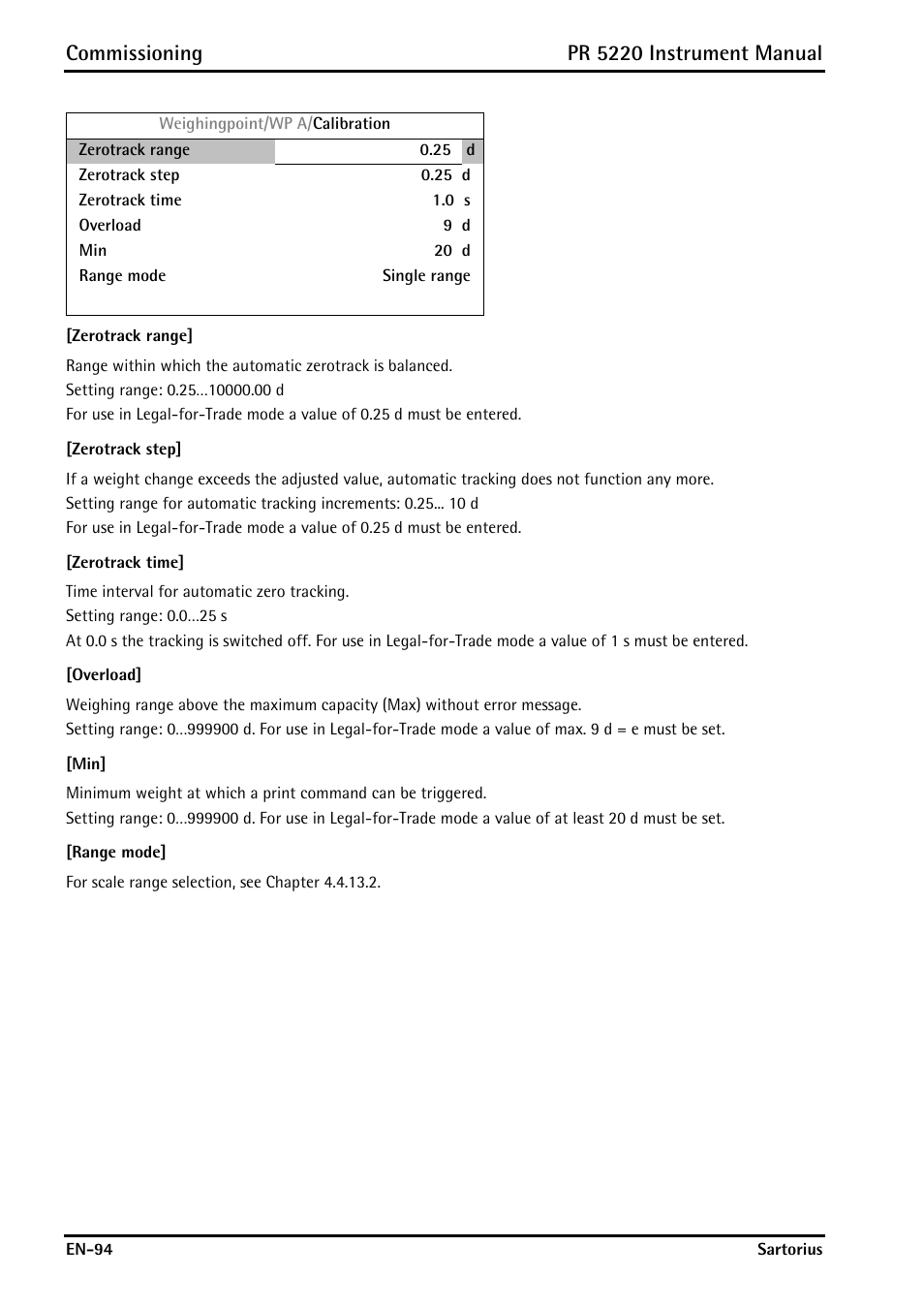 Commissioning, Pr 5220 instrument manual | Rice Lake PR5220 Ethernet Transmitter User Manual | Page 94 / 172