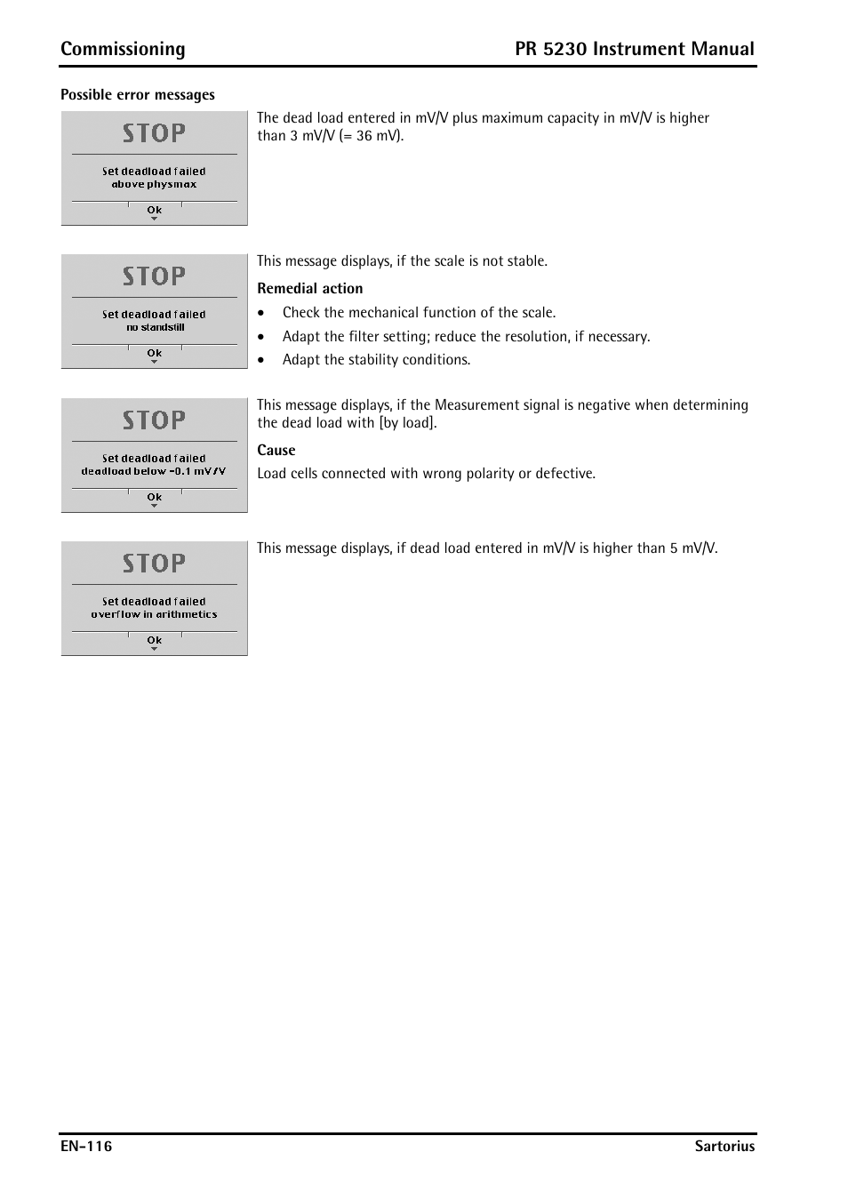 Commissioning, Pr 5230 instrument manual | Rice Lake PR5230 Fieldbus Transmitter User Manual | Page 116 / 252