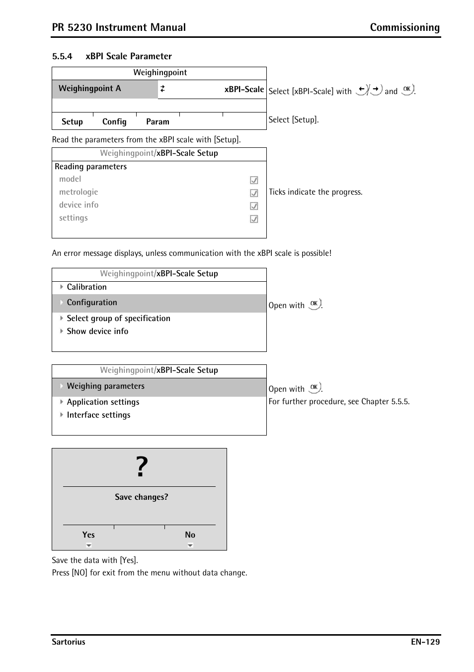 4 xbpi scale parameter, Xbpi scale parameter, Pr 5230 instrument manual commissioning | Rice Lake PR5230 Fieldbus Transmitter User Manual | Page 129 / 252