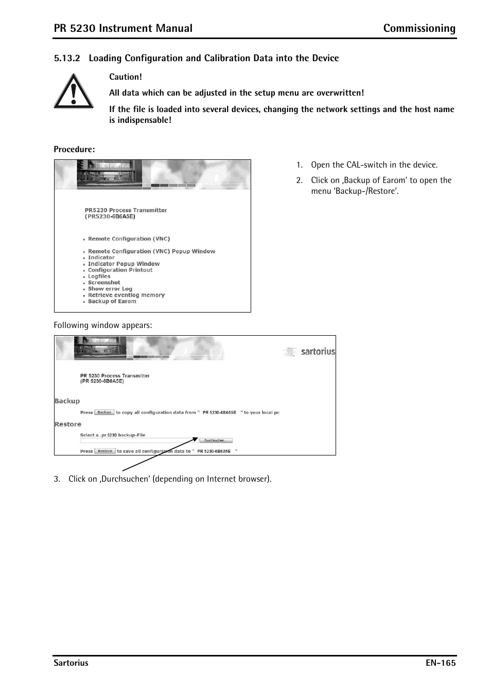 Pr 5230 instrument manual commissioning | Rice Lake PR5230 Fieldbus Transmitter User Manual | Page 165 / 252