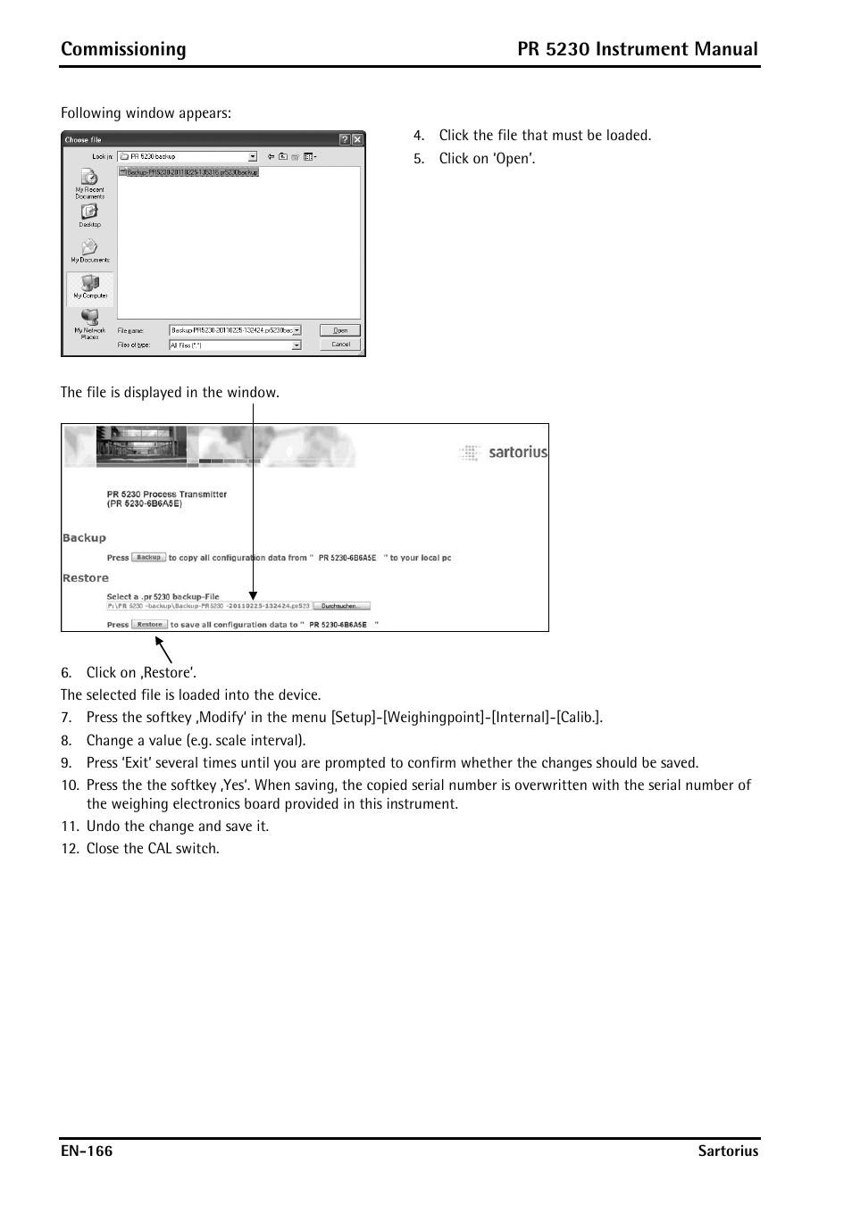 Commissioning, Pr 5230 instrument manual | Rice Lake PR5230 Fieldbus Transmitter User Manual | Page 166 / 252