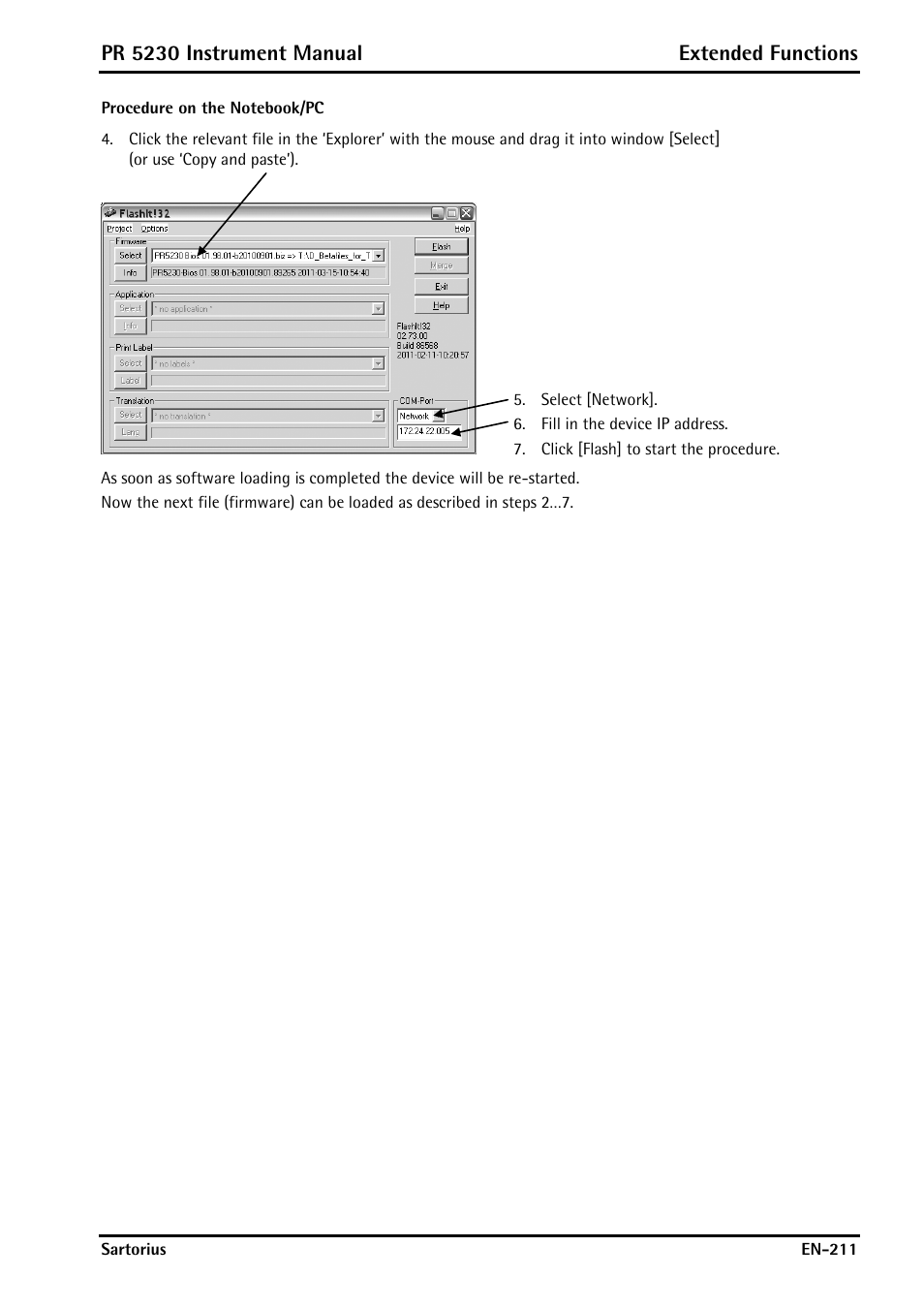 Procedure on the notebook/pc, Pr 5230 instrument manual extended functions | Rice Lake PR5230 Fieldbus Transmitter User Manual | Page 211 / 252