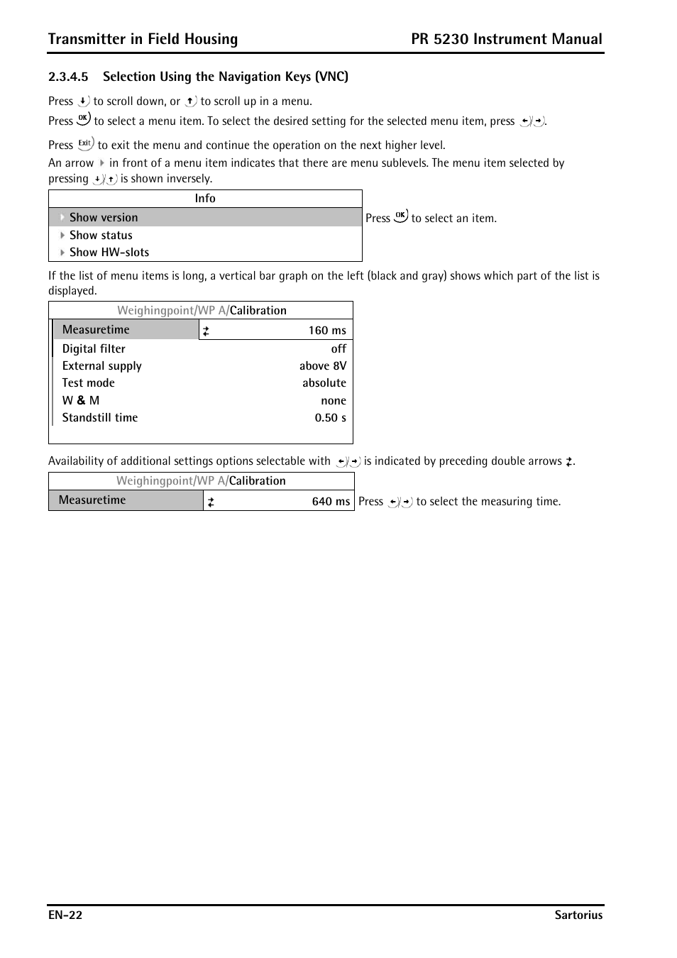 5 selection using the navigation keys (vnc), Transmitter in field housing, Pr 5230 instrument manual | Rice Lake PR5230 Fieldbus Transmitter User Manual | Page 22 / 252