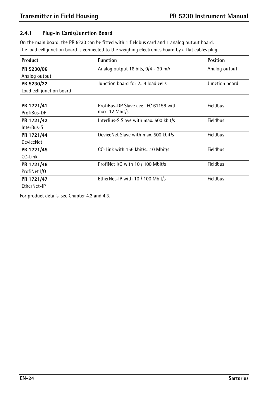 1 plug-in cards/junction board, Plug-in cards/junction board, Transmitter in field housing | Pr 5230 instrument manual | Rice Lake PR5230 Fieldbus Transmitter User Manual | Page 24 / 252