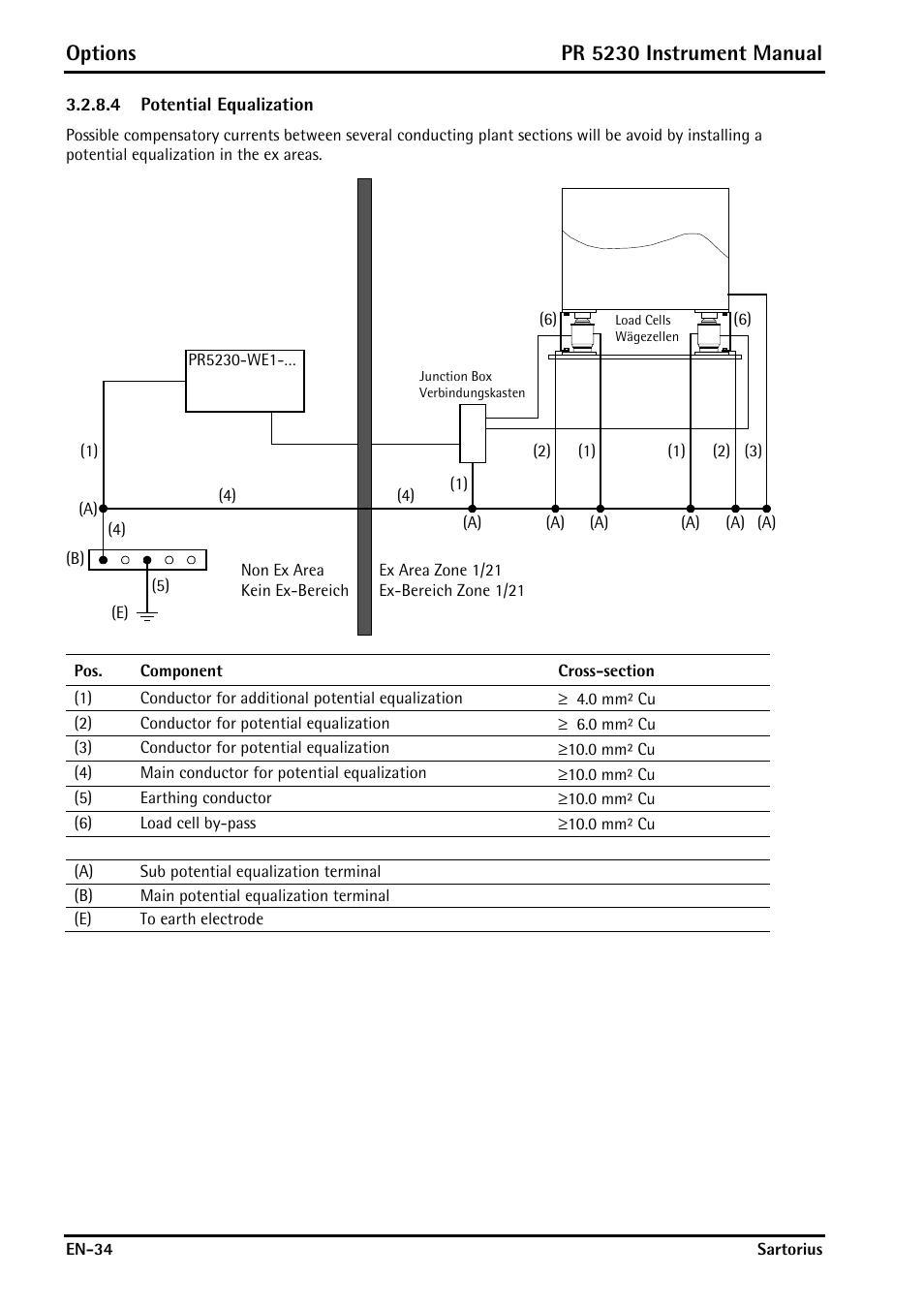 4 potential equalization, Options, Pr 5230 instrument manual | Rice Lake PR5230 Fieldbus Transmitter User Manual | Page 34 / 252