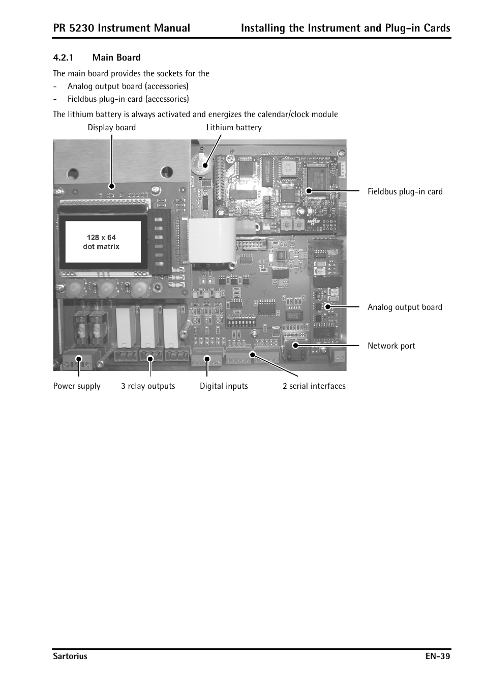 1 main board, Main board | Rice Lake PR5230 Fieldbus Transmitter User Manual | Page 39 / 252