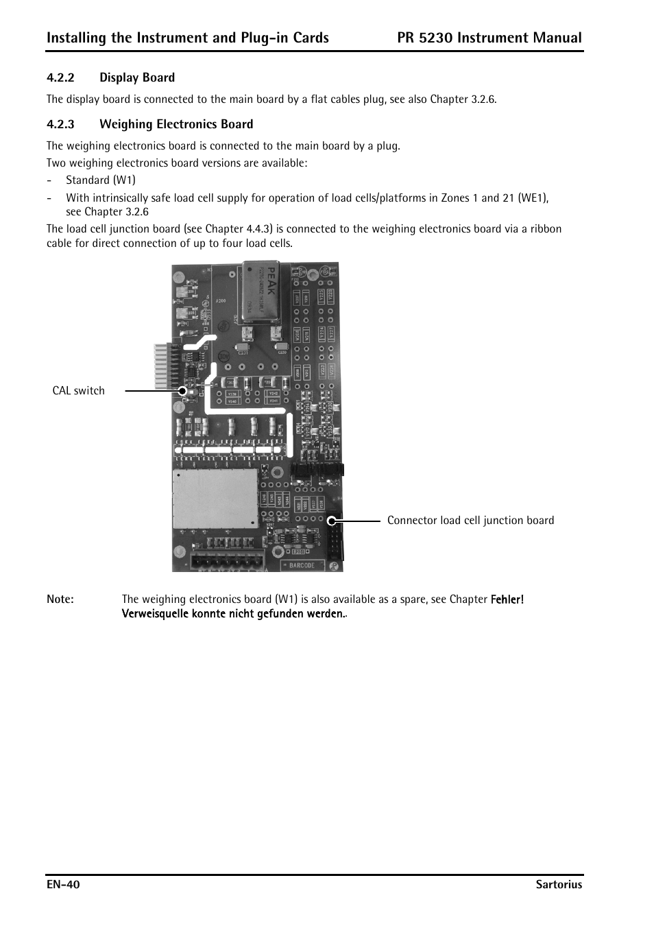 2 display board, 3 weighing electronics board, Display board | Weighing electronics board, Installing the instrument and plug-in cards, Pr 5230 instrument manual | Rice Lake PR5230 Fieldbus Transmitter User Manual | Page 40 / 252