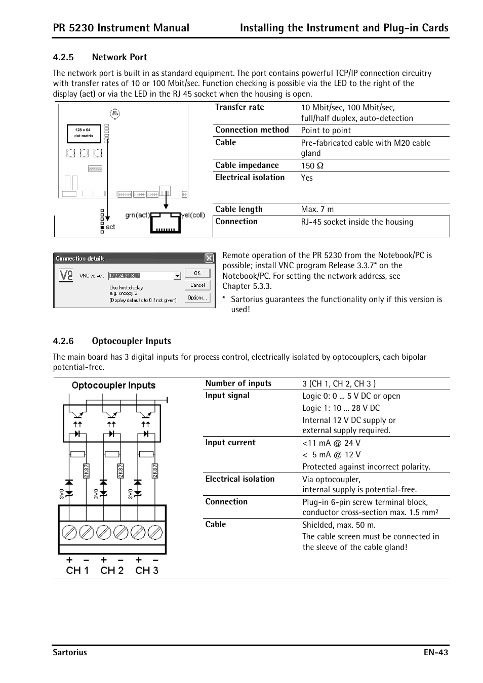 5 network port, 6 optocoupler inputs, Network port | Optocoupler inputs | Rice Lake PR5230 Fieldbus Transmitter User Manual | Page 43 / 252