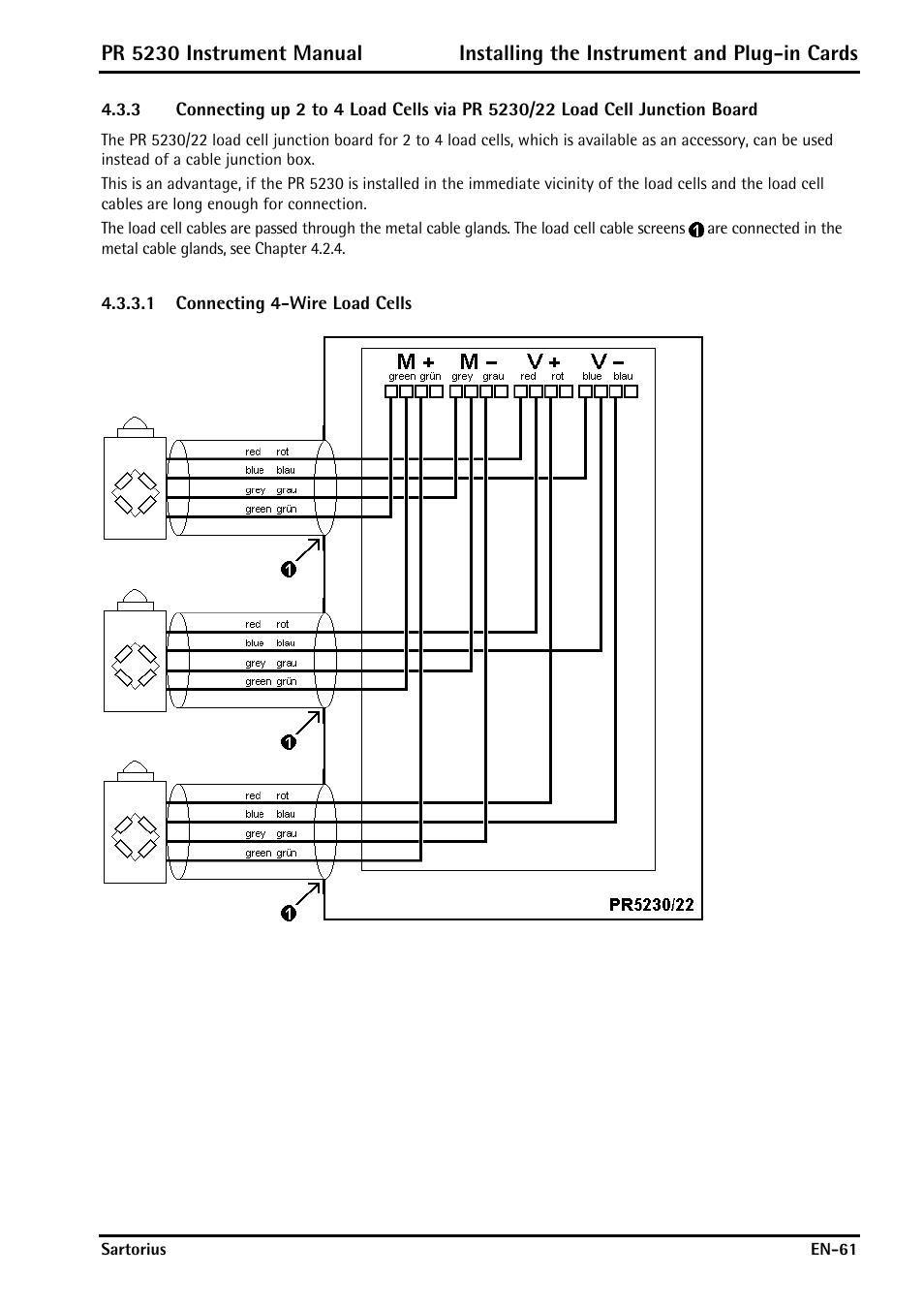 1 connecting 4-wire load cells | Rice Lake PR5230 Fieldbus Transmitter User Manual | Page 61 / 252