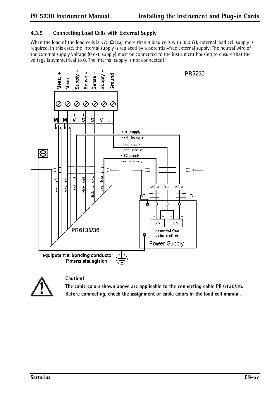 5 connecting load cells with external supply, Connecting load cells with external supply | Rice Lake PR5230 Fieldbus Transmitter User Manual | Page 67 / 252