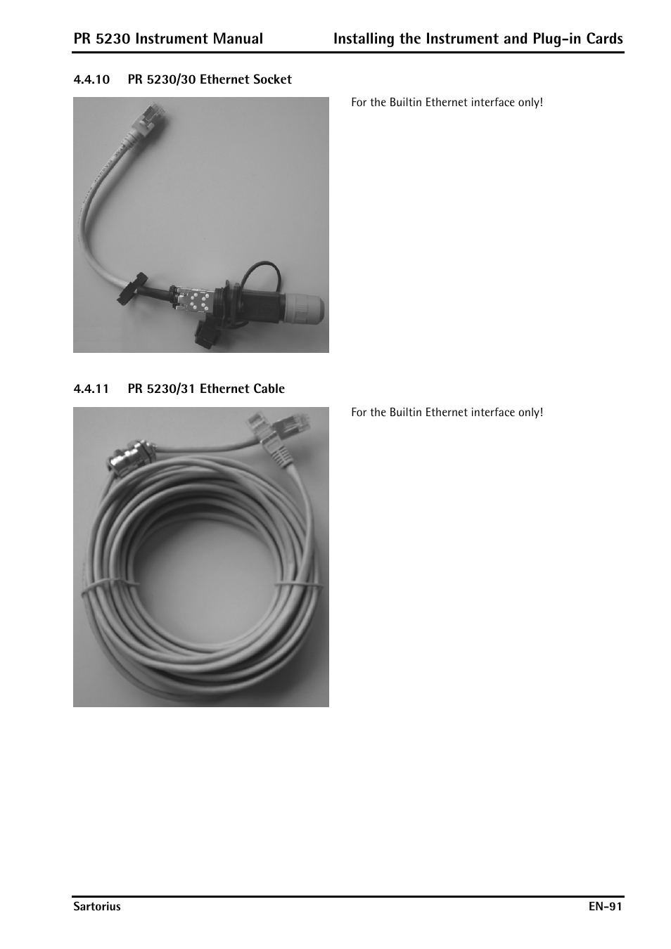 10 pr 5230/30 ethernet socket, 11 pr 5230/31 ethernet cable, Pr 5230/30 ethernet socket | Pr 5230/31 ethernet cable | Rice Lake PR5230 Fieldbus Transmitter User Manual | Page 91 / 252