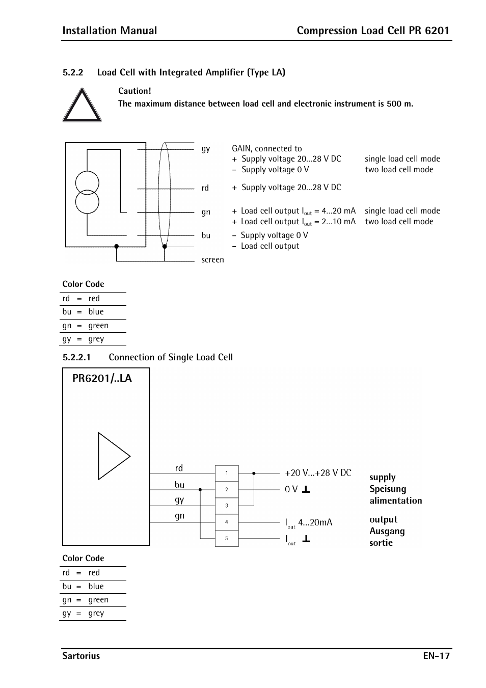 2 load cell with integrated amplifier (type la), Installation manual compression load cell pr 6201 | Rice Lake PR6201 Zinc-Plated Steel Star Mount Kits User Manual | Page 19 / 86