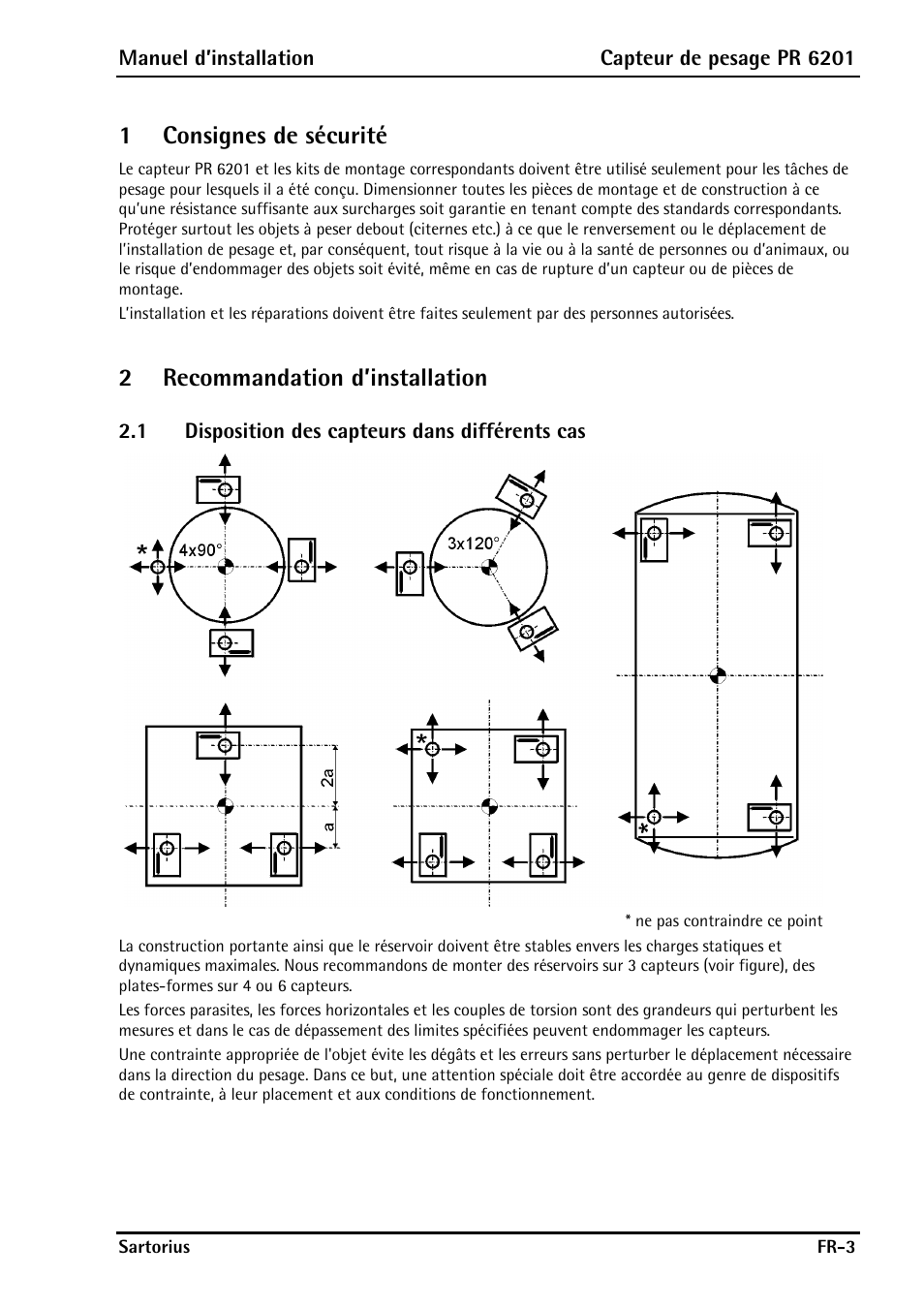 1 consignes de sécurité, 2 recommandation d’installation, 1 disposition des capteurs dans différents cas | 1consignes de sécurité, 2recommandation d’installation | Rice Lake PR6201 Zinc-Plated Steel Star Mount Kits User Manual | Page 57 / 86