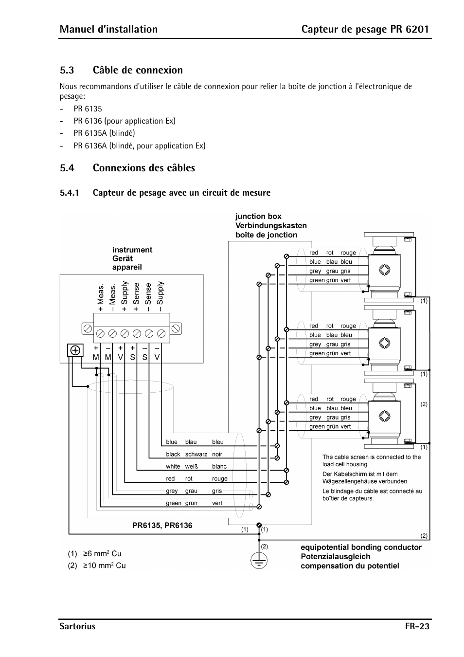 3 câble de connexion, 4 connexions des câbles, 1 capteur de pesage avec un circuit de mesure | Rice Lake PR6201 Zinc-Plated Steel Star Mount Kits User Manual | Page 77 / 86