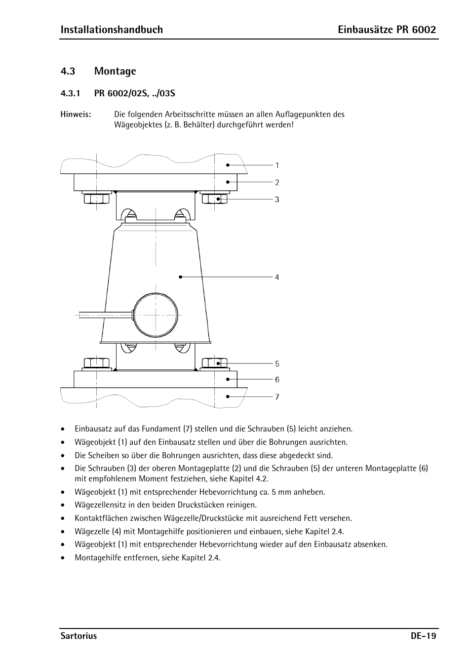 3 montage, 1 pr 6002/02s, ../03s, Pr 6002/02s, ../03s | Rice Lake PR6202 Hygienic Weigh Module Kits User Manual | Page 43 / 70