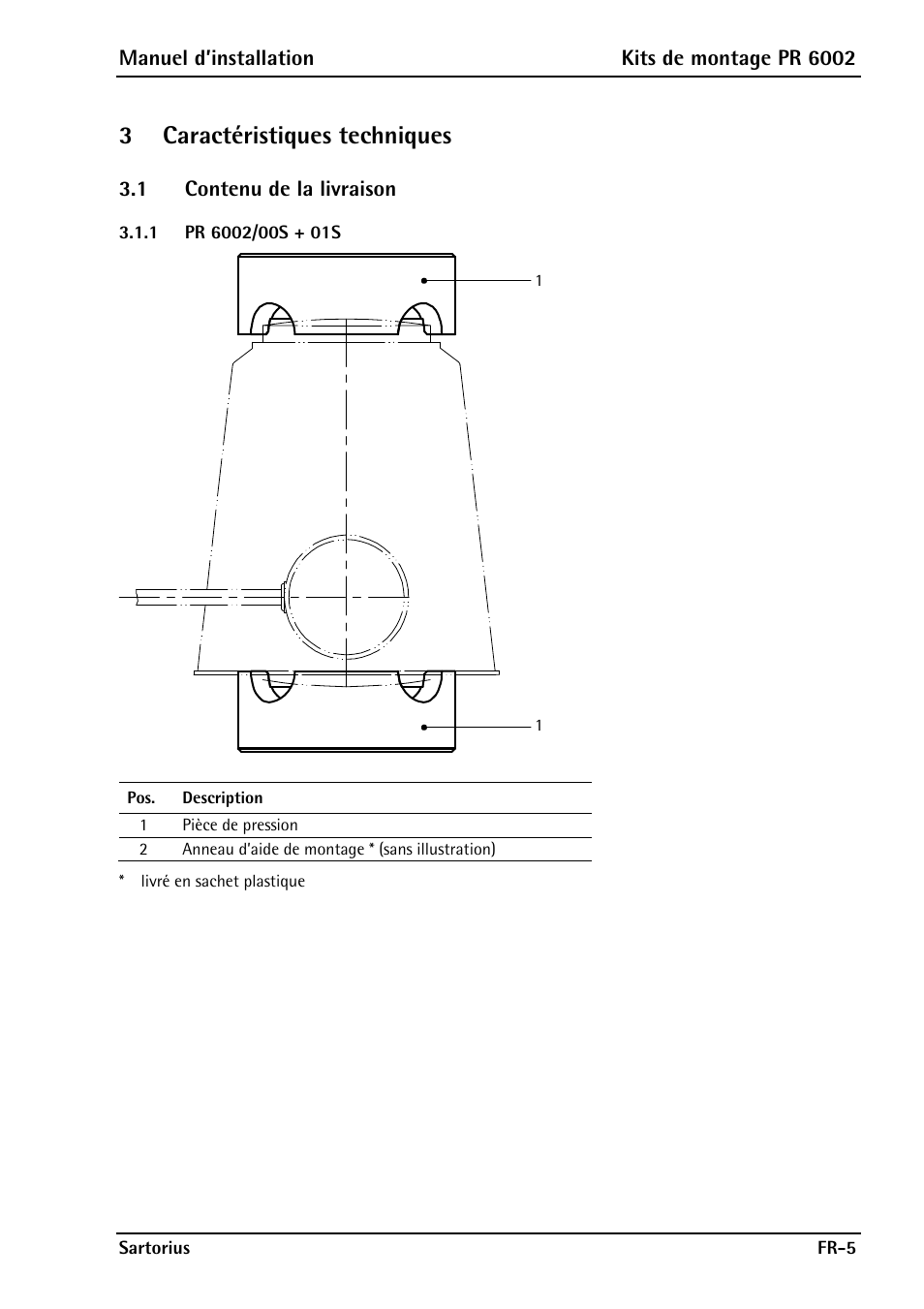 3 caractéristiques techniques, 1 contenu de la livraison, 1 pr 6002/00s + 01s | Pr 6002/00s + 01s | Rice Lake PR6202 Hygienic Weigh Module Kits User Manual | Page 51 / 70