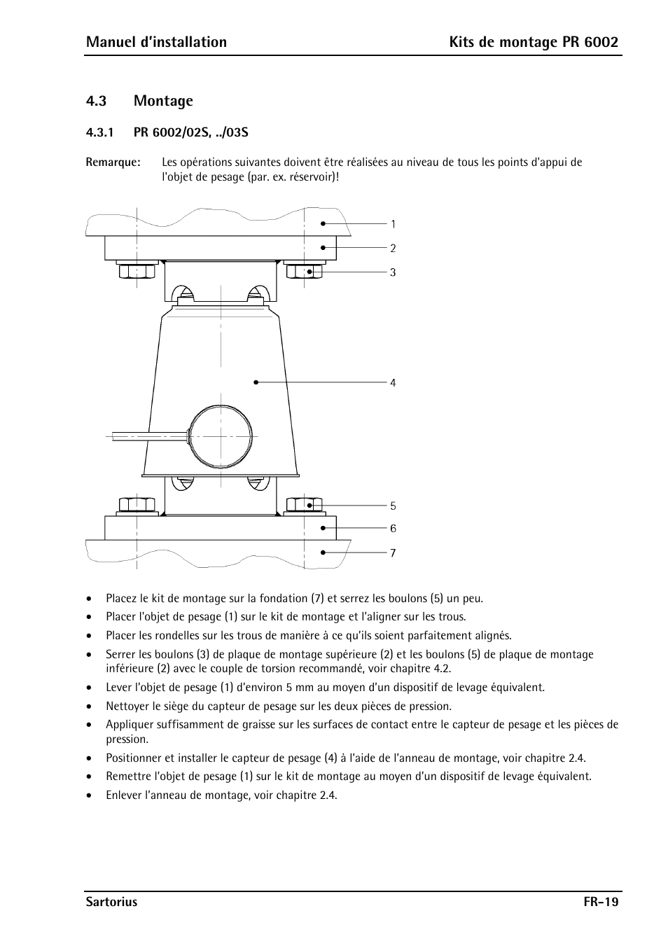 3 montage, 1 pr 6002/02s, ../03s, Pr 6002/02s, ../03s | Manuel d’installation kits de montage pr 6002 | Rice Lake PR6202 Hygienic Weigh Module Kits User Manual | Page 65 / 70