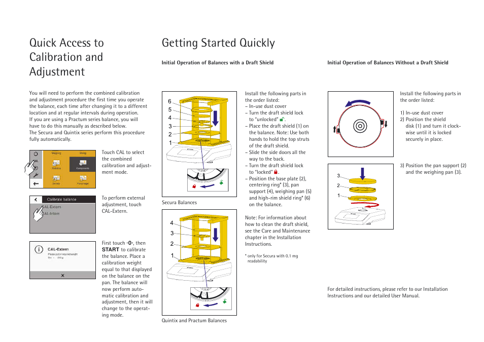 Quick access to calibration and adjustment, Getting started quickly | Rice Lake Secura - Quintix and Practum Series - Application Guide User Manual | Page 3 / 8