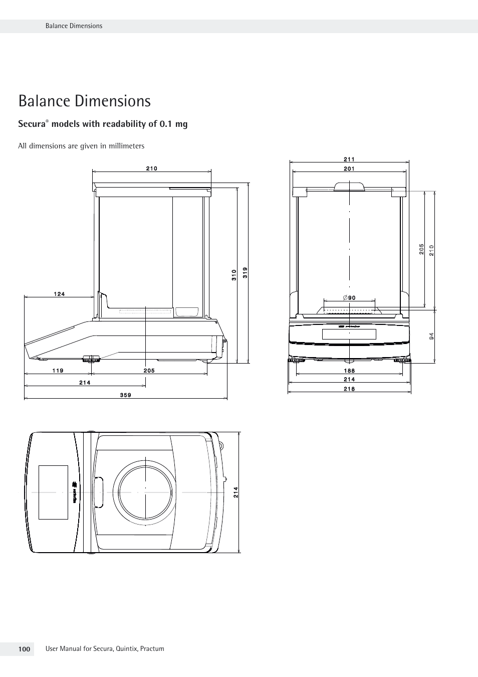 Balance dimensions | Rice Lake Secura - Quintix and Practum Series - User Manual User Manual | Page 100 / 108