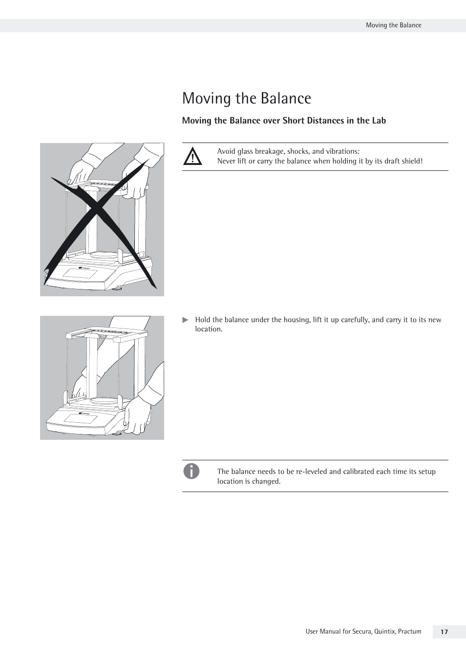 Moving the balance | Rice Lake Secura - Quintix and Practum Series - User Manual User Manual | Page 17 / 108