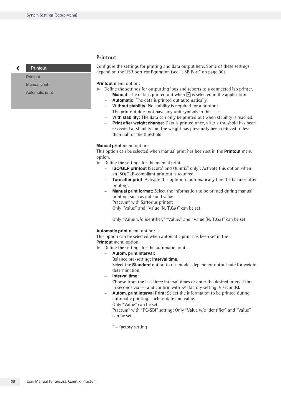 Printout | Rice Lake Secura - Quintix and Practum Series - User Manual User Manual | Page 28 / 108