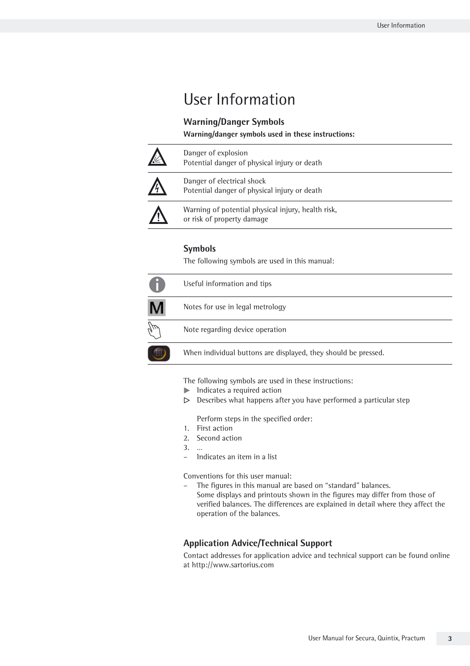 User information | Rice Lake Secura - Quintix and Practum Series - User Manual User Manual | Page 3 / 108