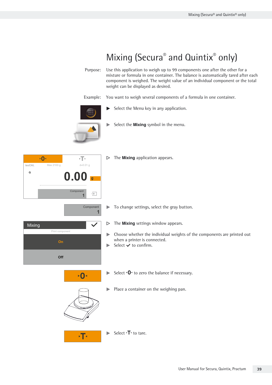 Mixing (secura® and quintix® only), Mixing (secura, And quintix | Only) | Rice Lake Secura - Quintix and Practum Series - User Manual User Manual | Page 39 / 108