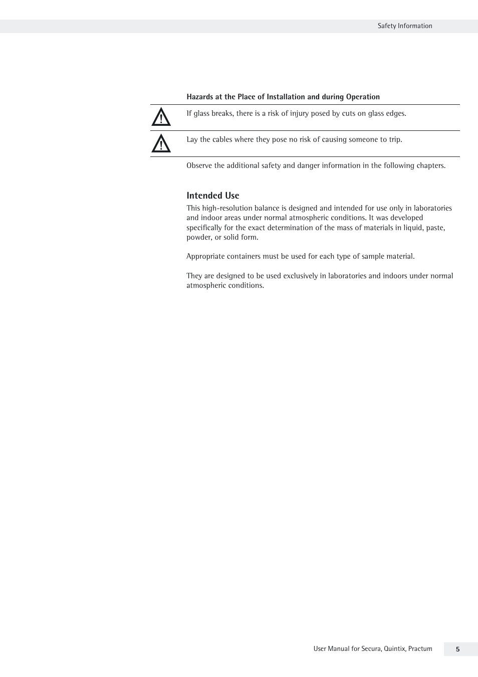 Intended use | Rice Lake Secura - Quintix and Practum Series - User Manual User Manual | Page 5 / 108