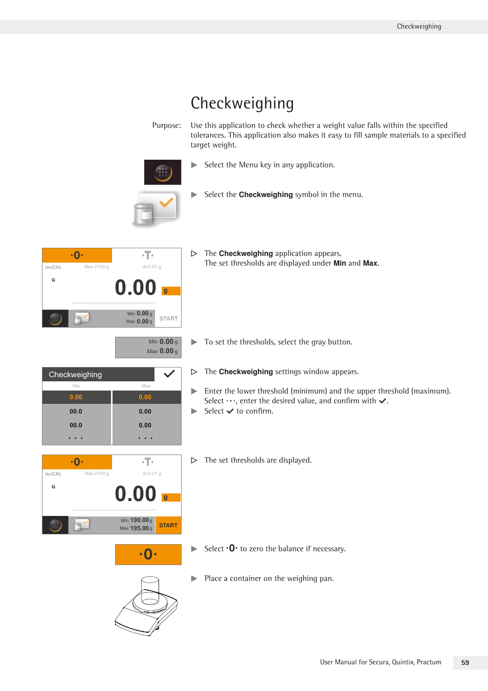 Checkweighing | Rice Lake Secura - Quintix and Practum Series - User Manual User Manual | Page 59 / 108