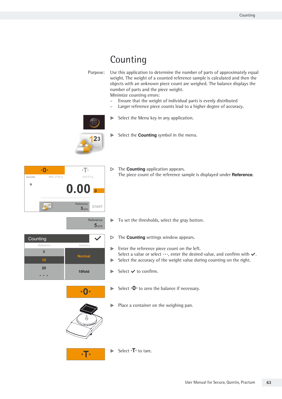 Counting | Rice Lake Secura - Quintix and Practum Series - User Manual User Manual | Page 63 / 108