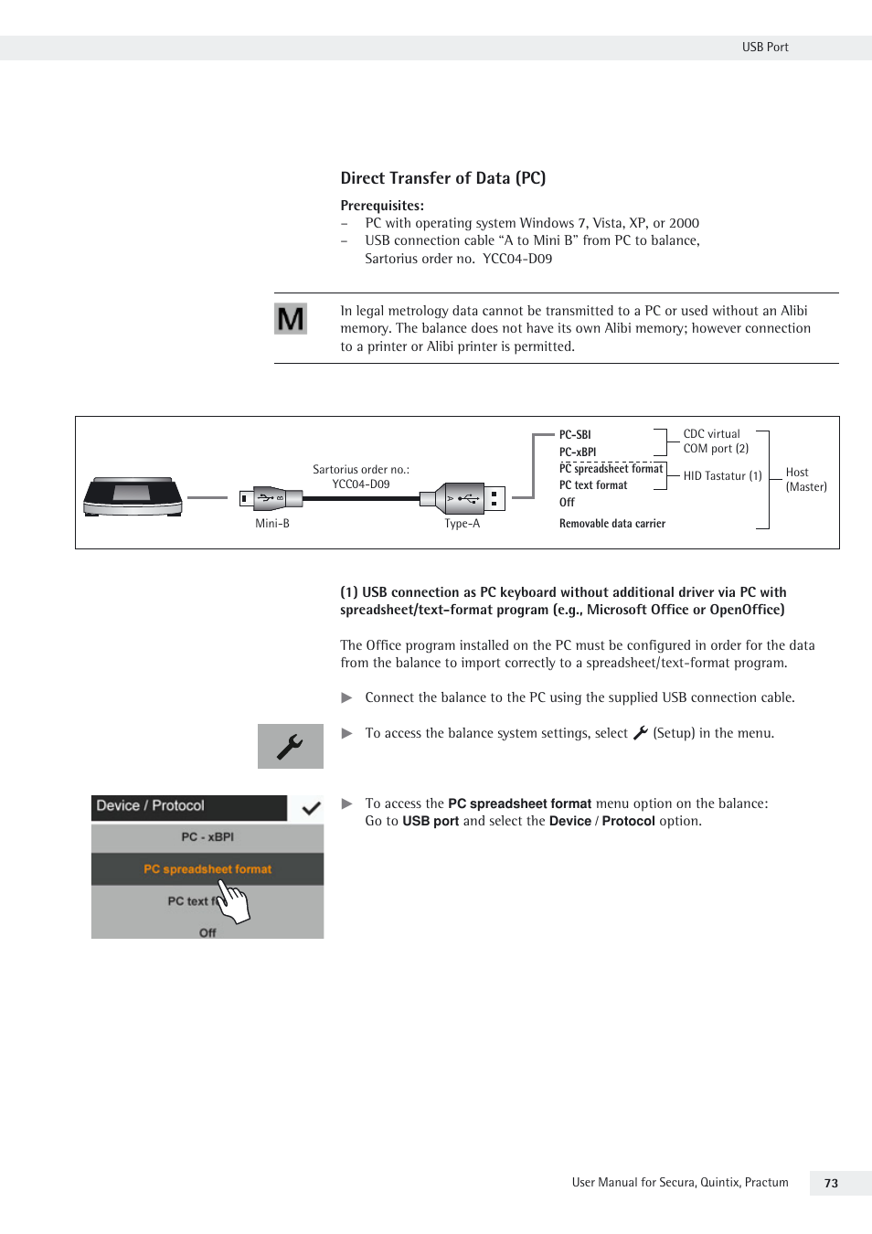 Direct transfer of data (pc) | Rice Lake Secura - Quintix and Practum Series - User Manual User Manual | Page 73 / 108