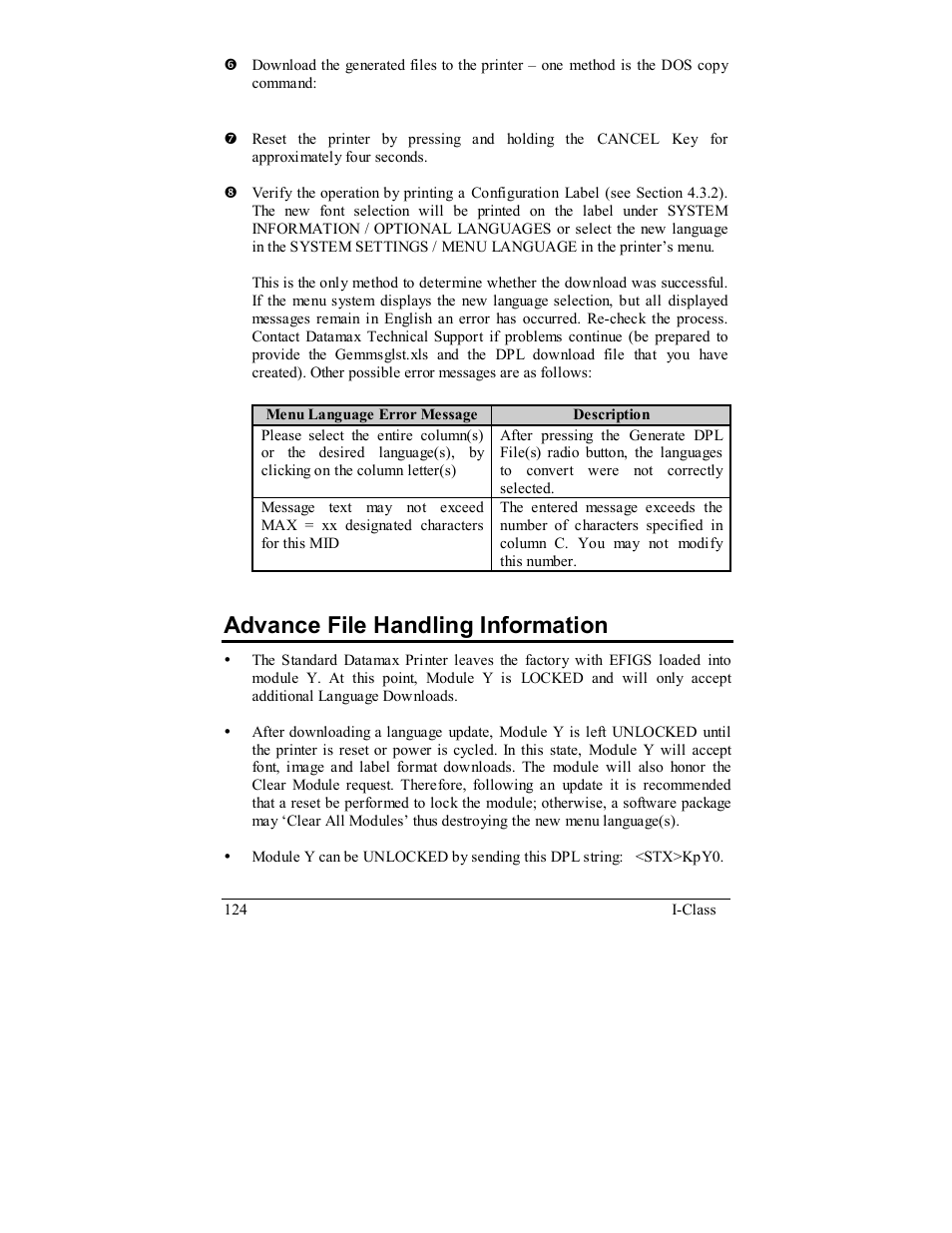 Advance file handling information | Rice Lake Datamax-ONeil I-Class Printer User Manual | Page 134 / 146