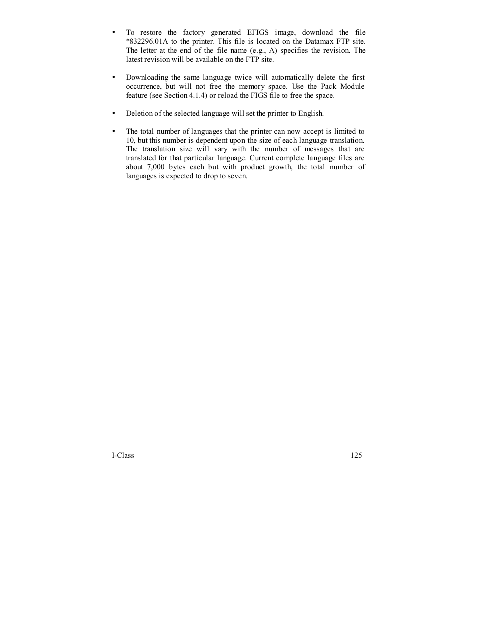 Rice Lake Datamax-ONeil I-Class Printer User Manual | Page 135 / 146