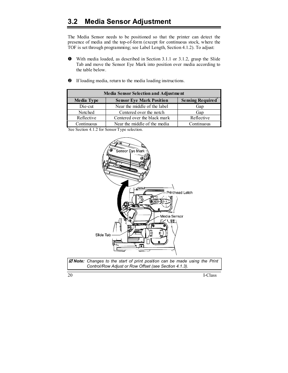 2 media sensor adjustment | Rice Lake Datamax-ONeil I-Class Printer User Manual | Page 30 / 146