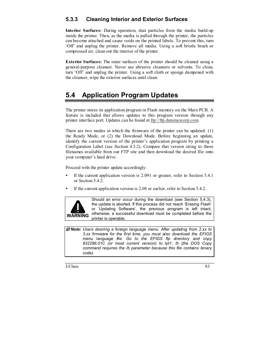4 application program updates | Rice Lake Datamax-ONeil I-Class Printer User Manual | Page 93 / 146