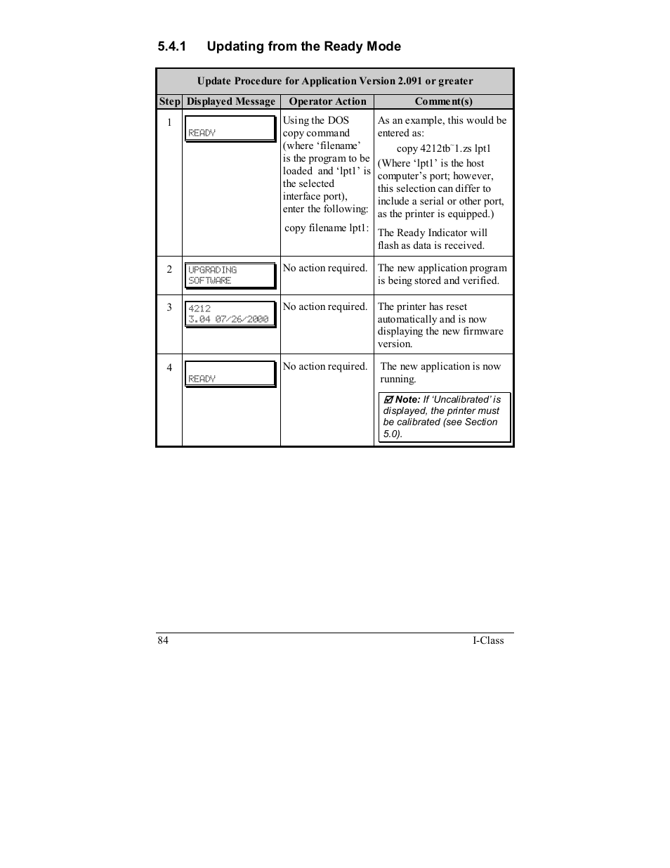 1 updating from the ready mode | Rice Lake Datamax-ONeil I-Class Printer User Manual | Page 94 / 146