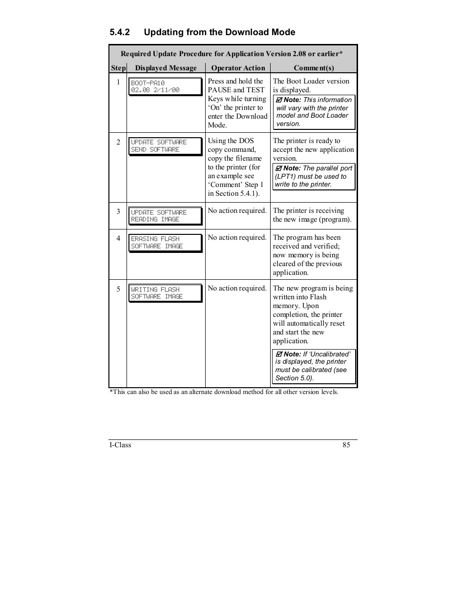 2 updating from the download mode | Rice Lake Datamax-ONeil I-Class Printer User Manual | Page 95 / 146