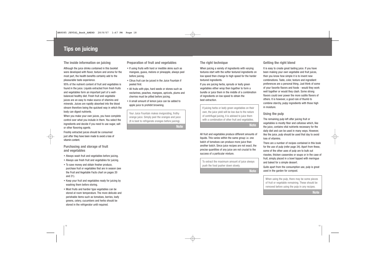 Tips on juicing | Breville JUICE FOUNTAIN JE95XL User Manual | Page 10 / 58