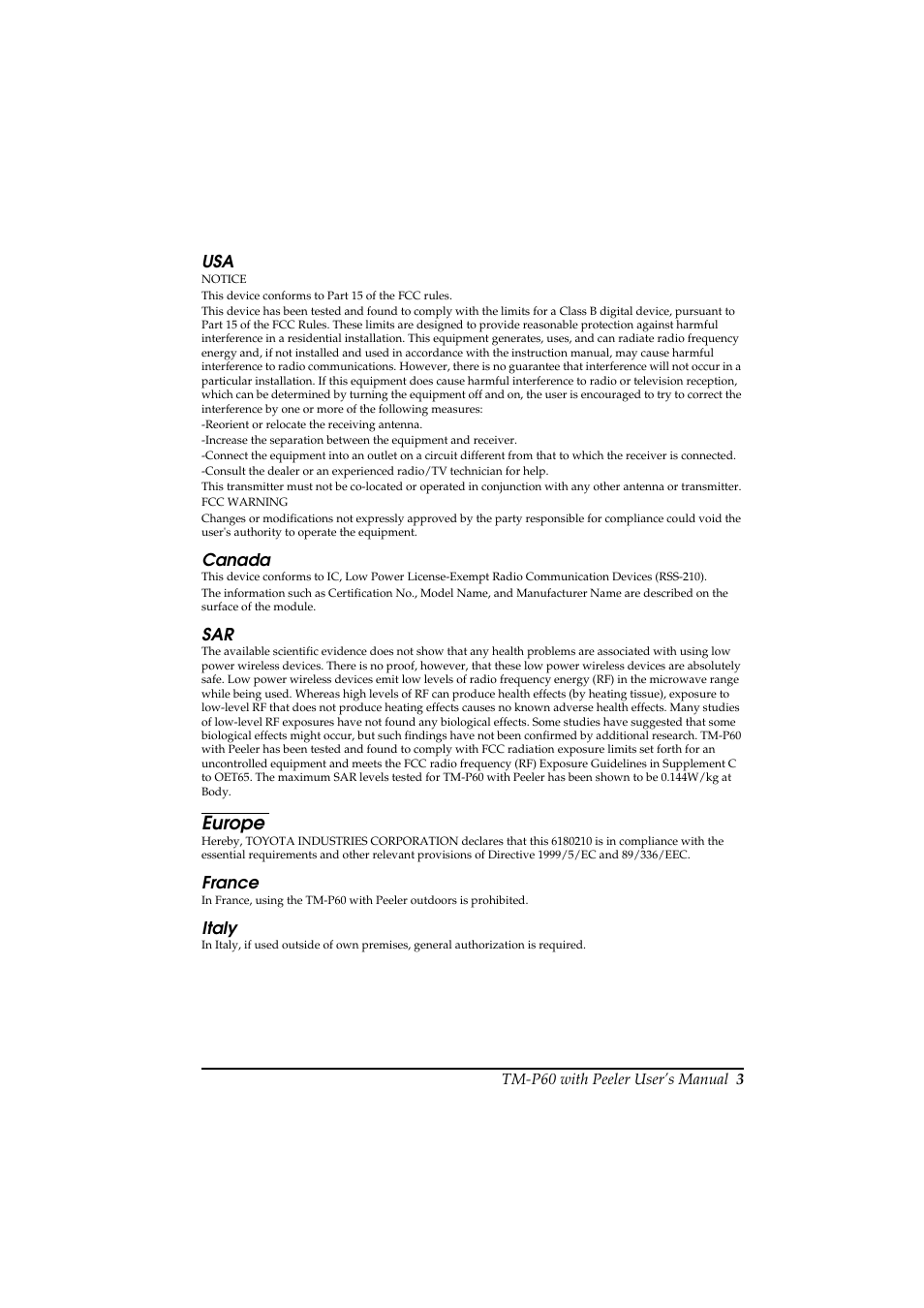 Europe | Rice Lake Epson Mobilink TM-P60 User Manual | Page 9 / 104