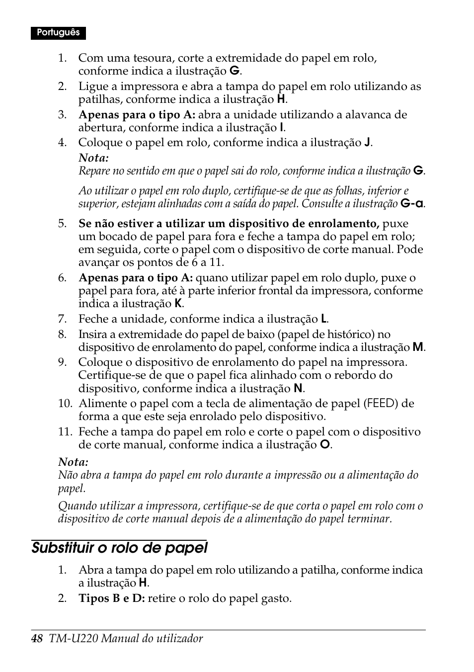 Substituir o rolo de papel | Rice Lake Epson TM-U220 Series User Manual | Page 56 / 92
