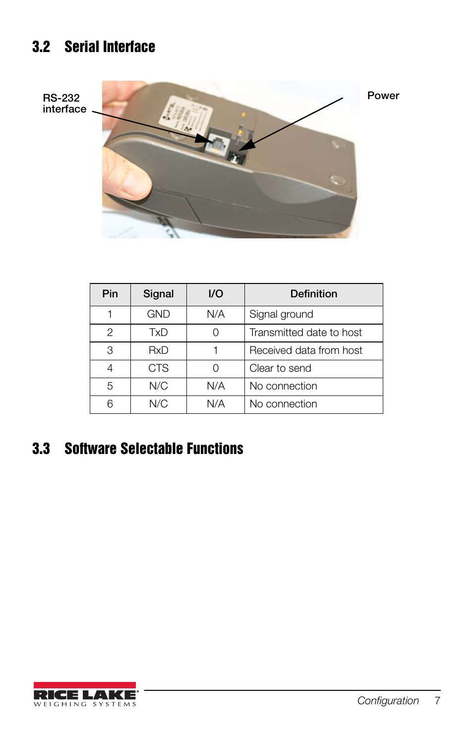 2 serial interface, 3 software selectable functions | Rice Lake Prove Statistical Printer User Manual | Page 11 / 20