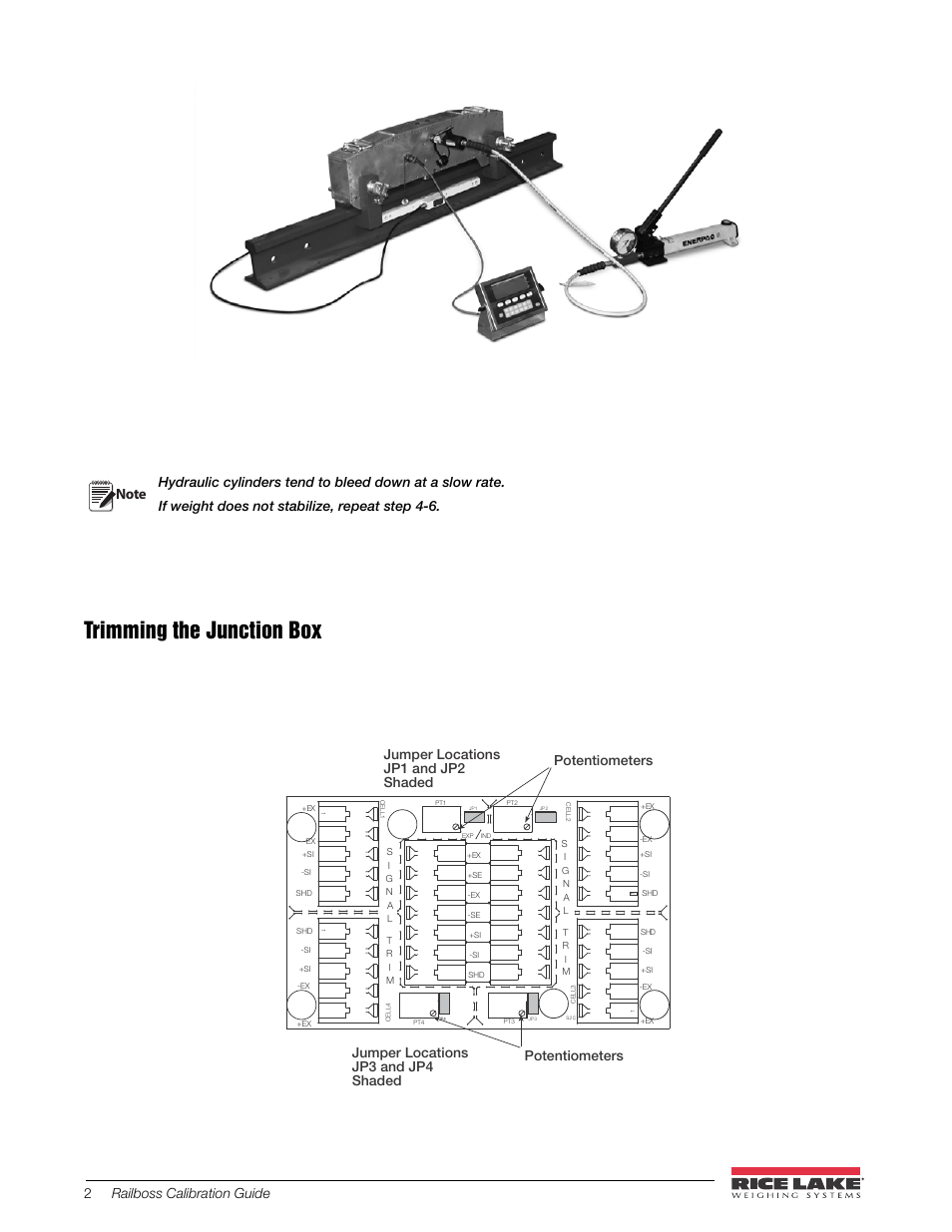 Trimming the junction box, Figure 4. signal trim main board, 2railboss calibration guide | Rice Lake RailBoss Rail Scales - Calibration Guide User Manual | Page 2 / 5